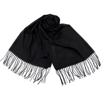 Šála Šátek / šála jednobarevná s třásněmi 70x165 cm - 11 černá