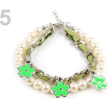 Módní doplněk Náramek s korálky (1 ks) - 5 zelená sv.