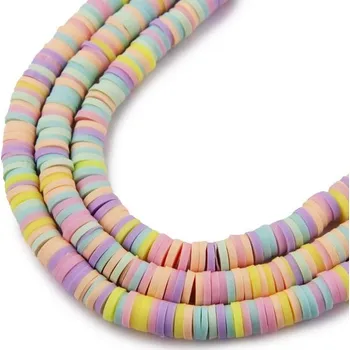 Korálek Heishi polymerové korálky na 40cm šňůrce pastelové