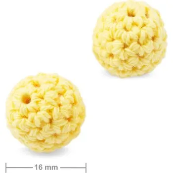 Korálek Háčkované korálky kulaté 16 mm Lemon Yellow