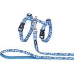 Nobby Camouflage postroj s vodítkem pro velké kočky světle modrý XL