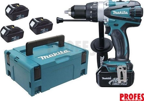 Makita DHP458 aku vrtačka s příklepem + 3x akumulátor + kufr Systainer Makpac