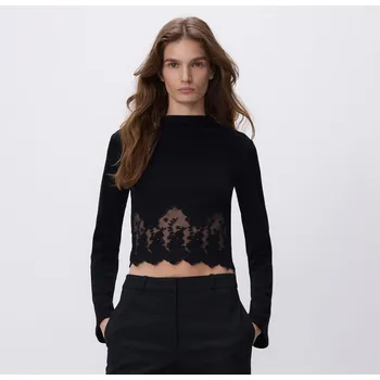 Dámská halenka Reserved - Halenka s krajkou - černý - 496GA-99X - 496GA-99X-L