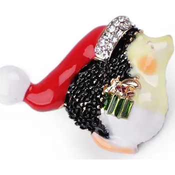 Brož Vánoční brož s broušenými kamínky - 2 červená ježek