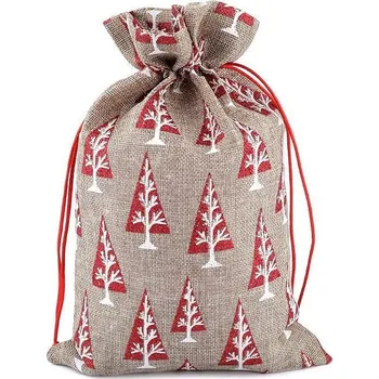 Vánoční dekorace Vánoční/Mikulášský Dárkový Pytlík - Imitace Juty, 20x30 cm - 1 režná přírodní