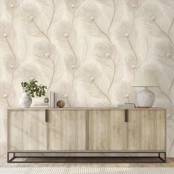 Tapeta Dovido Samolepící fototapeta béžová elegance s ptačími pery