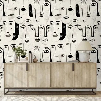 Tapeta Dovido Tapeta abstraktní černobílé tváře