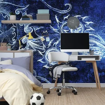 Tapeta Dovido Samolepící tapeta neobyčejná modrá kresba