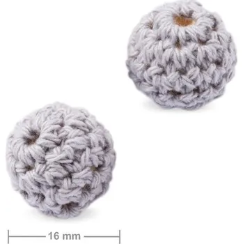 Korálek Háčkované korálky kulaté 16 mm Glacier Gray