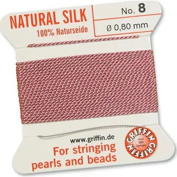 Korálek GRIFFIN Hedvábná nit s jehlou 0,8 mm/2m růžová