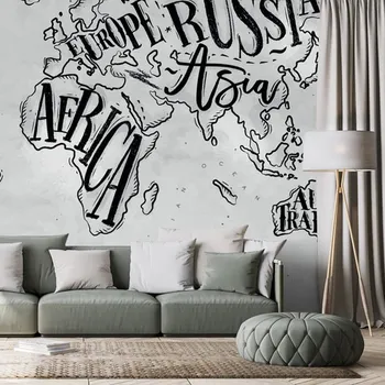 Tapeta Dovido Tapeta černobílá mapa světa na vintage podkladu