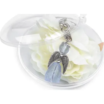 Anděl pro štěstí z českého skla v medailonu - 3 modrá světlá