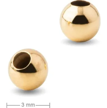 Přívěsek Stříbrný korálek 3 mm pozlacený 24K zlatem