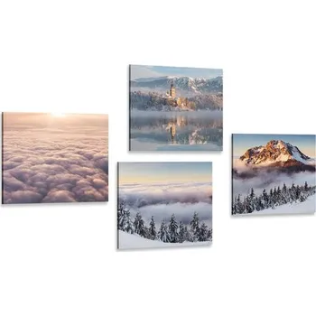 Obraz Dovido Set obrazů zimní příroda s oblaky