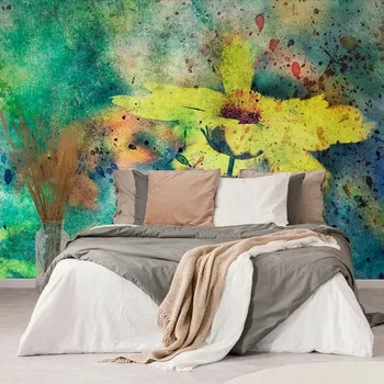 Tapeta Dovido Samolepící tapeta žlutý květ s vintage nádechem