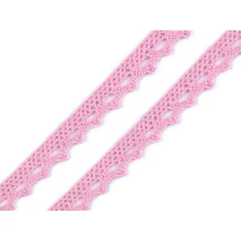 Krajka Bavlněná krajka šíře 11 mm paličkovaná balení 22 METRŮ - 8 starorůžová sv.