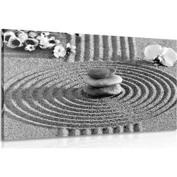 Obraz Dovido Obraz japonská zahrada s Feng Shui prvky v černobílém provedení