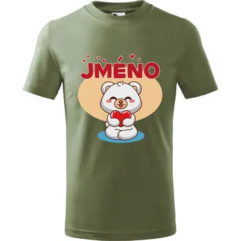 Dětská móda DOBRÝ TRIKO Dětské tričko se jménem Medvídek se srdcem Velikost: 110 /4 roky, Barva: Khaki