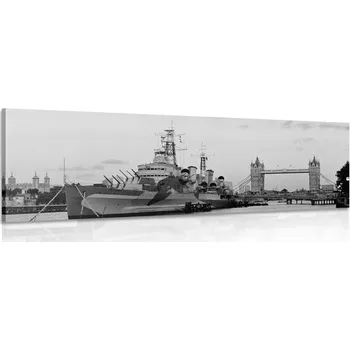 Obraz Dovido Obraz nádherná loď na řece Temže v Londýně v černobílém provedení