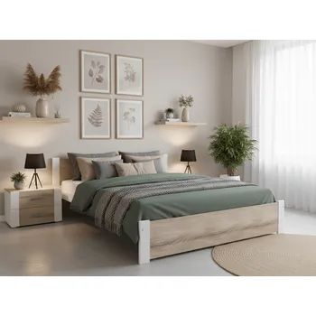 Postel IKAROS 180 x 200 cm, bílá/dub sonoma Rošt: S lamelovým roštem, Matrace: Matrace Deluxe 10 cm