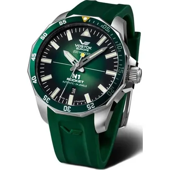 Hodinky Vostok Europe N-1 Rocket Automatic Line NH35-225A710S - Zelený silikonový řemínek + 5 let záruka a dárek ZDARMA