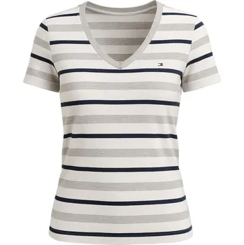 Dámské tričko Tommy Hilfiger Bavlněné Dámské Tričko s pruhy šedé