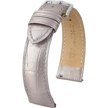 Řemínek na hodinky Řemínek Hirsch Duke METALLIC - stříbrný - 18 mm - M – Střední délka - 16 mm - Stříbrná + 5 let záruka a dárek ZDARMA