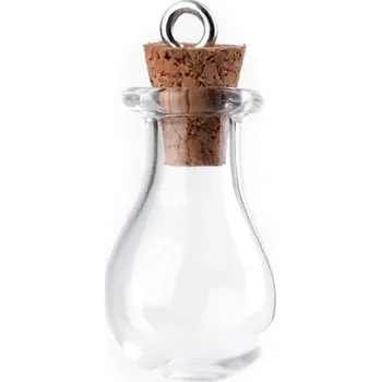 Vánoční dekorace Skleněná lahvička s korkem srdce, hvězda, baňka 5 kusů - 1 transparent - baňka