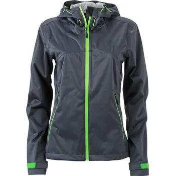 Dámská softshellová bunda James & Nicholson (Daiber) Dámská softshellová bunda s kapucí JN1097 - Ocelově šedá / zelená | L