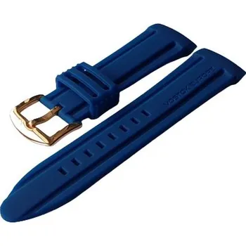 Řemínek na hodinky Silikonový řemínek Vostok Europe pro modely Almaz - modrý/zlatá spona + 5 let záruka a dárek ZDARMA