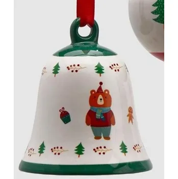 Vánoční ozdoba Vánoční keramická ozdoba koule/zvoneček 1ks, 10 cm - Zvoneček 1