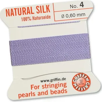 Korálek GRIFFIN Hedvábná nit s jehlou 0,6 mm/2m světle fialová