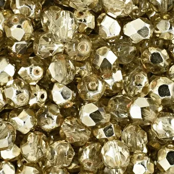 Dětské navlékací korálky Manumi české broušené korálky 6 mm Coated Crystal Gold Topaz