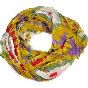 Šála Jarní dámský šál s kvítky žlutý