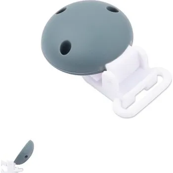 Silikonový klip na dudlík 33,5 mm s plastovou sponou Dim Grey