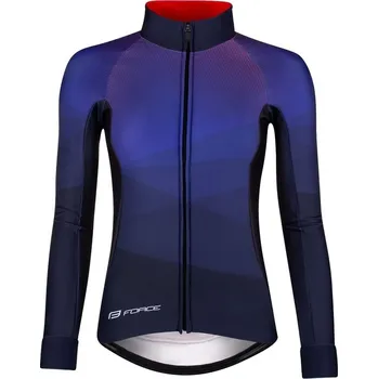 cyklistický dres bunda dámská zimní FORCE BRISK LADY, zimní,modro-červená - XXL