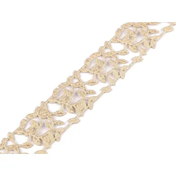 Prýmek šíře 30 mm vysekávaný vzor s lurexem METRÁŽ - zlatá sv.