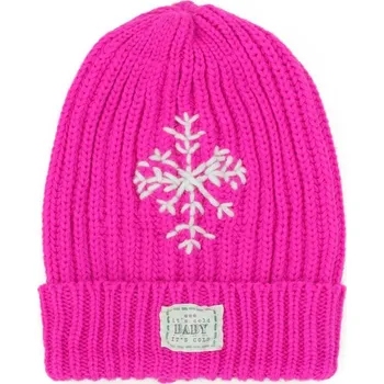 Čepice Zimní čepice s vločkou růžová