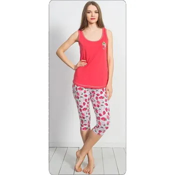 Dámské pyžamo Dámské pyžamo kapri Jahoda - jahodová - S