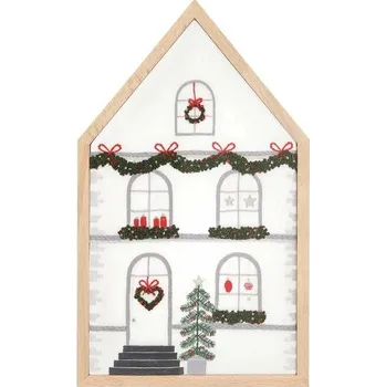 kreativní sada Rico Design Sada na vyšívání dekorace vánoční dům 16x27cm