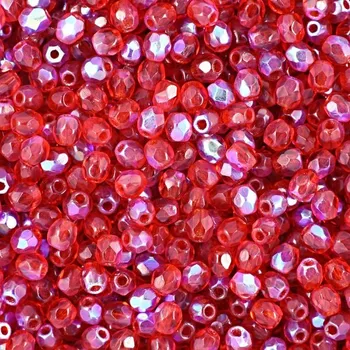 Dětské navlékací korálky Manumi české broušené korálky 3 mm Siam Ruby AB