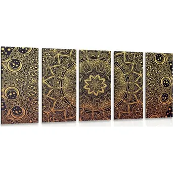 Obraz Dovido 5-dílný obraz zlatá orientální Mandala