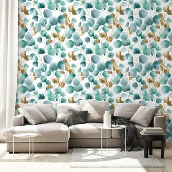 Tapeta Dovido Fototapeta zlaté a tyrkysové listy