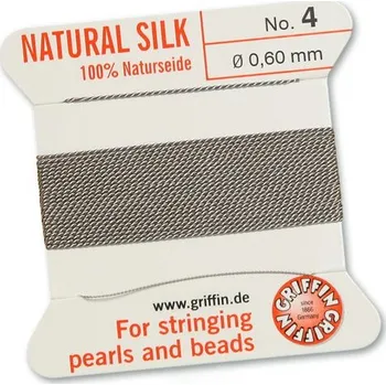 Korálek GRIFFIN Hedvábná nit s jehlou 0,6 mm/2m šedá