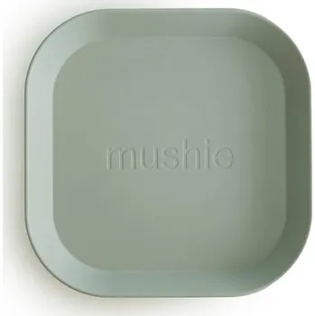 dětská jídelní sada Mushie Hranatý talíř 2ks SAGE