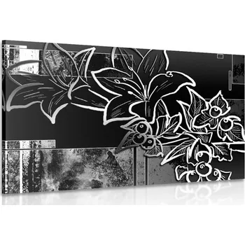 Obraz Dovido Obraz květinová ilustrace v černobílém provedení