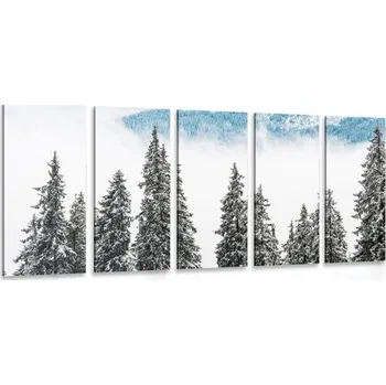 Obraz Dovido 5-dílný obraz zasněžené borové stromy