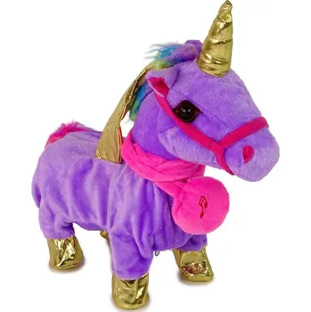 plyšák LEAN Toys Interaktivní Plyšový Jednorožec s Fialovými Zlatými Křídly