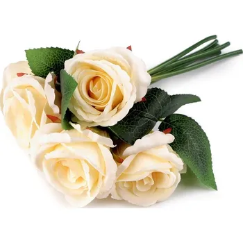 Bytová dekorace Umělá kytice růží - 2 krémová sv.