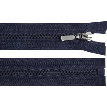 Galanterie Kostěný zip No 5 délka 60 cm s ozdobným jezdcem - 330 modrá tmavá